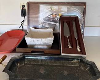 Assorted Decorative Serving Trays, Cake Server Set Farmhouse Kitchen Decor
