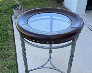Metal And Glass Top Unique Side Table