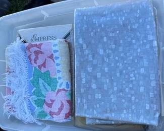 Huge Lot Of Tablecloths Vinyl And Fabric