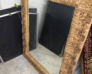 Majestic Ornate Gold Baroque Style Wall Mirror Elaborate Scrollwork Frame