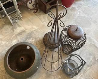 Outdoor Wire Pieces, Plant Pots, Candle Holder All Antique Wire Design