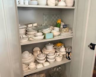 Large Assortment of White Ceramic Porcelain Serveware Tureens, Platters, Bowls, Coastal Holida