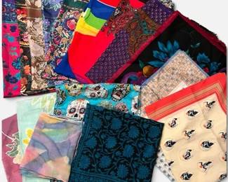 Large Scarf Lot 11 Square, 4 Rectangle Colorful Scarves