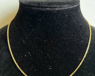 Vintage Italian 14K Yellow Gold Rope Chain Necklace 17.5 Stamped 585 Italy