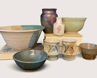 Handmade Studio Pottery Lot Bowls, Vases, Vessels 8 Pcs