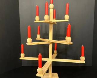 Vintage Erzgebirge Wooden Christmas Tree Candelabra Swivel Arm, Germany