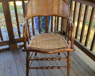 Vintage BarrelBack Captains Chair with Cane Seat Back