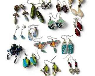 Dangle Earrings Lot 15 Laurel Burch Butterfly Cats More