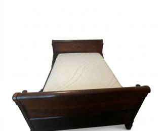 Traditional Solid Wood Standard Full Double Sleigh Bed W TempurPedic Pro Adapt Soft Mattress