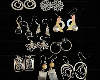 Silver Tone Dangle Earrings Lot 10 Pairs