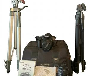 Canon EOS Rebel T2i Dslr Camera W 2 Lenses 2 Tripods, Tested