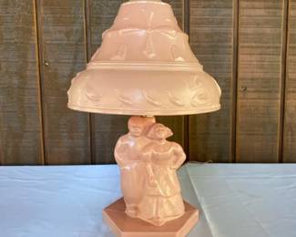 Vintage Pink Frosted Glass Boudoir Lamp