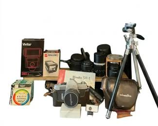 Vintage Minolta SR1 35mm ManualFocus SLR Film Camera W Accessories, Untested