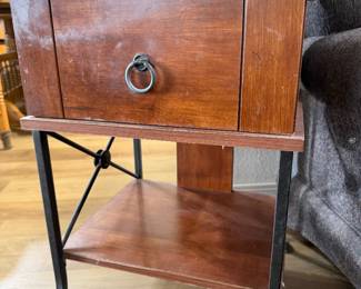 #12. $50 Two tiered iron leg end table 24H,18W,16D