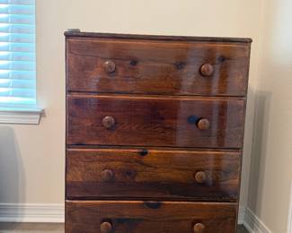 #38. $70 wood 4 drawer chest 36H, 27w, 15d