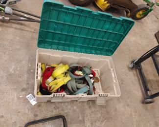Lot 166: Plastic Storage Tote with Tie-Down Straps