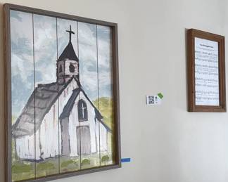 Lot 124: Framed Church Wall Art and Framed Hymn Print