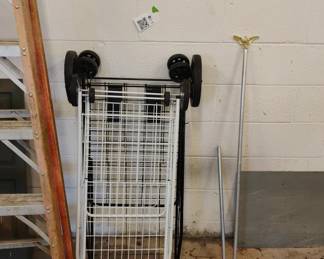 Lot 182: Two Folding Wire Utility Carts and Flag Pole