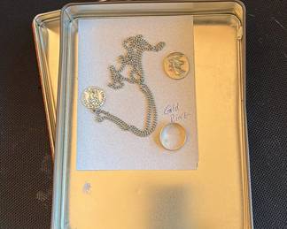 Lot 1: Gold Ring and Religious Pendant Necklace