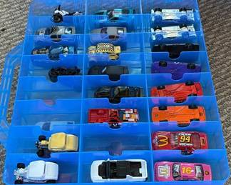Lot 76: Die-Cast Toy Cars and Motorcycles in Storage Case
