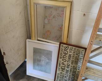 Lot 181: Framed Wall Art and Mirror Set