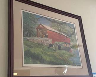 Lot 130: Framed Griesemer's Covered Bridge Print by Alice Gerhart