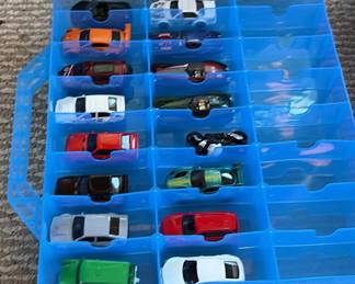 Lot 51: Die-Cast Toy Cars and Motorcycle in Storage Case