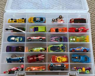 Lot 35: Toy Cars and Plastic Storage Case