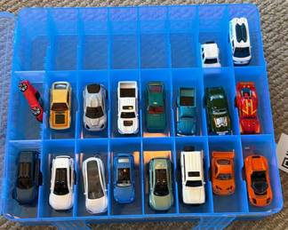Lot 28: Toy Die-Cast Cars in Blue Storage Case