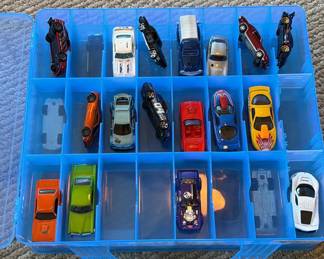 Lot 31: Plastic Storage Case with Die-Cast Toy Cars