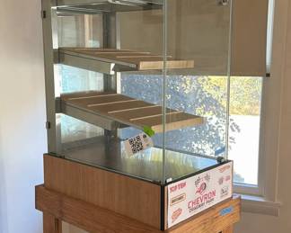 Lot 127: Glass Heated Display Case with Wooden Shelves