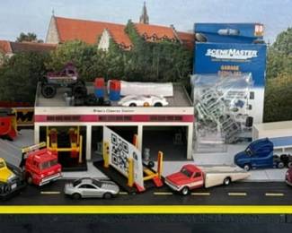 Lot 3: Toy Vehicle Lot With Service Station and Caboose