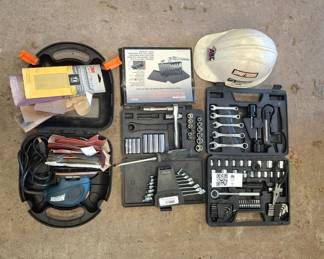 Lot 78: Hand Tools, Sander, and Hard Hat