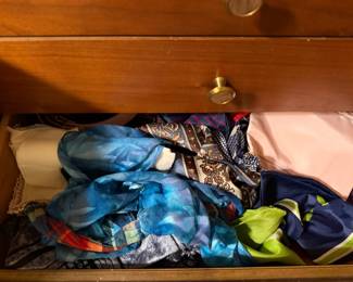Drawer of blue and bright cotton fabric remnants