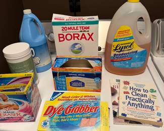 Laundry and cleaning supplies including Borax