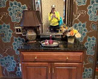 Dresser with mirror, tray and decor
