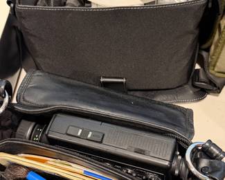 Camera bag with camera body and accessories