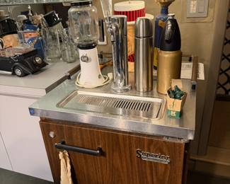 Wet bar with blender and bar tools