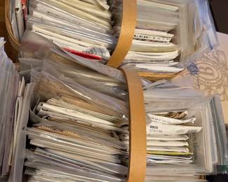 Boxes of sewing patterns in envelopes