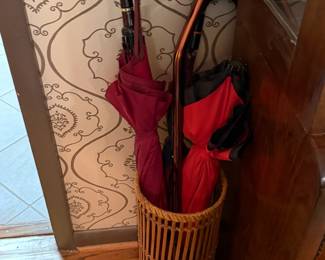 Umbrella stand with umbrellas