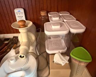 Pantry shelf with food storage containers