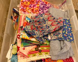 Bin of floral and novelty print quilting cotton