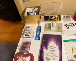 Boxes of interfacing, stabilizer and quilting supplies