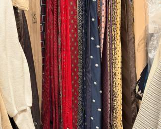 Rack of neckties in assorted patterns