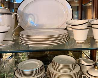 Dinnerware with black banded rims