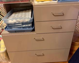 Storage drawers with folded fabric and batting