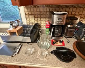 Kitchen counter with coffee maker and small appliances