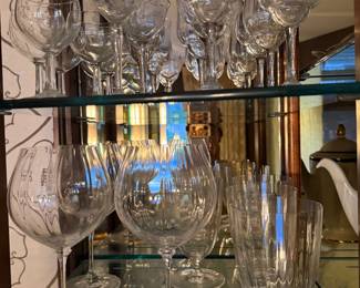 Shelf of stemware and crystal glasses