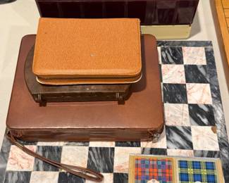 Leather camera case and wood box