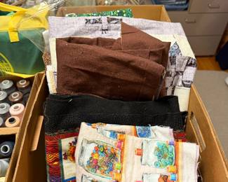 Folded fabric and sewing notions in a drawer